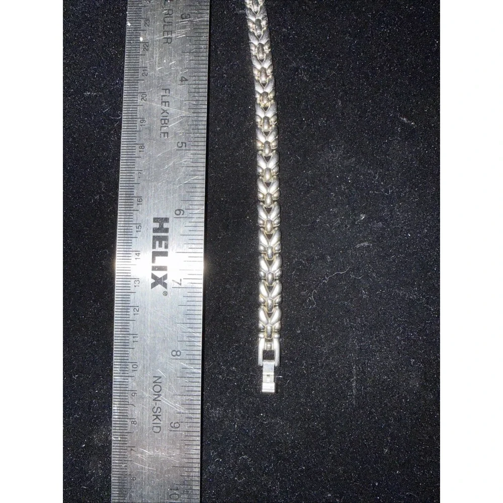 Two Toned Stainless SteelSecurity Clasp Bracelet Link Looks Like Watch Band 4918